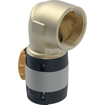 Kolano przejściowe 90' GEBERIT FlowFit, brąz bezołowiowy, 2'' x 63 mm (GW x łącznik zaprasowywany)