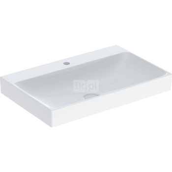 Umywalka GEBERIT ONE prostokątna, biała / KeraTect, 750mm, otwór na baterię na środku, bez odpływu przelewowego, półka od ściany