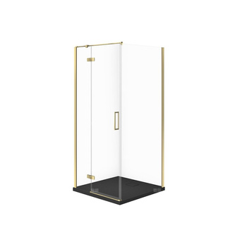 SET C551 KABINA CITY LEWA ZŁOTA 80X80X195+TAKO SLIM CZARNY MAT WIR