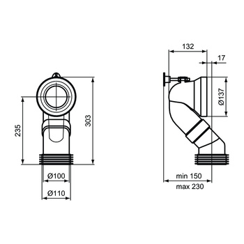 Kolano odpływowe 132x315x290 mm - MULTI SUITES - FINISHED PRODUCTS
