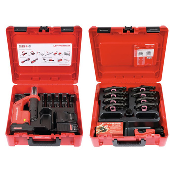 Zaciskarka ROMAX Compact TT, zestaw szczęk zaciskowych MaxiPro 1/4"-1 1/8", akumulator 2.0 Ah/18 V, ładowarka UE w ROCASE