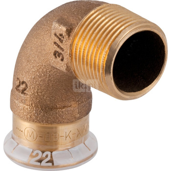 Kolano 90' GEBERIT Mapress Kupfer przejściowe, Cu, 1/2' x 12 mm (GZ x mufa zaprasowywana), (głębokość: 15 mm) z uszczelką