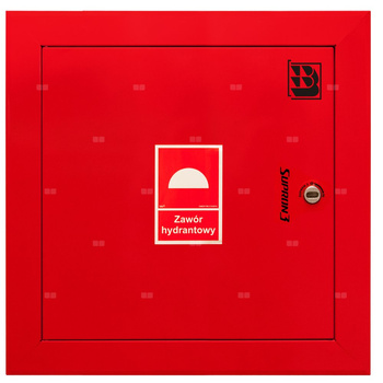 Dwa zawory hydrantowe typ ZH-52 wraz z obudową. Obudowa 550 wnękowa. Znak B, zamek OTS, kolor RAL 3000