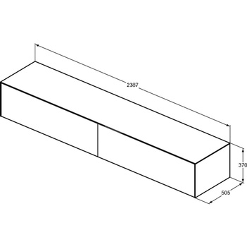 Szafka pod umywalkę 2387x505x370 mm, 2 szuflady - CONCA