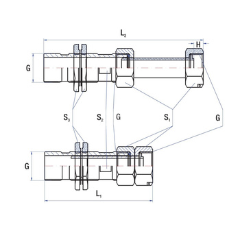 Przedłużka RUMET mosiądz 1'' x 1'' (GW x GZ), 150 mm