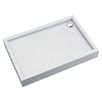 Brodzik akrylowy zintegrowany z nośnikiem Stabilsound Plus® oraz obudową akrylową przeciągniętą do podłogi Medium White Stone 90x120x16 cm, prostokątny