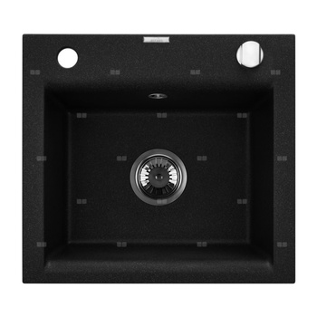 Zlewozmywak granitowy jednokomorowy TESALIA czarny nakrapiany/chrom