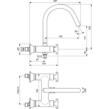 JOY NEO Bateria wannowo-natryskowa DC CROSS CHR