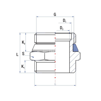 Nypel RUMET mosiądz 1'' x 1'' (GZ), z uszczelką, 34 mm