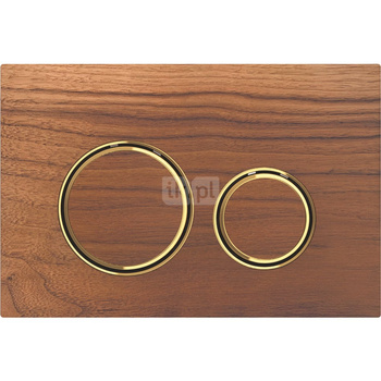 Przycisk uruchamiający Geberit Sigma50, przedni, amerykański orzech włoski, pierścienie: mosiądz, okrągły