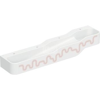 Umywalka GEBERIT Bambini 4-stanowiskowa prostokątna (rynna, elementy dekoracyjne), biała, 1800mm, otwór na baterię na środku (x4), bez odpływu przelewowego, półka od ściany