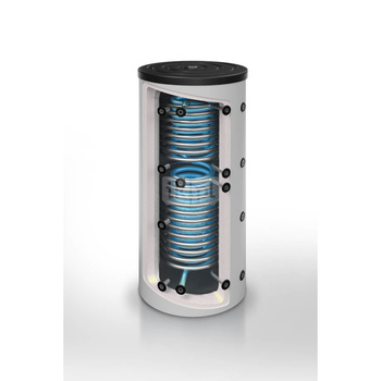 Zbiornik buforowy czarny z wężownicą, nierdzewną przepływową + dwie wężownice czarne - Joule - THERMAL STORE BLACK 2  - 1000l