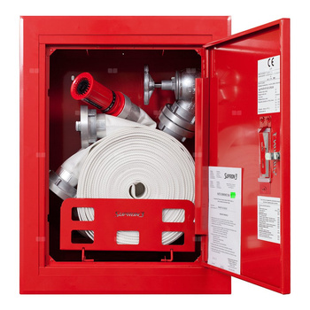 Hydrant DN 52 wnękowy z kołyską, wąż 2x15 m, gł. 240 mm, zamek patent, RAL 3000