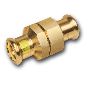 Śrubunek SANHA Press Gas trzyczęściowy, miedź, 15 mm (zw x zw)