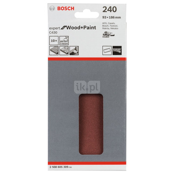 Papier ścierny C430, opakowanie 10 szt. 93 x 186 mm, 240