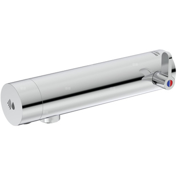 Bateria umywalkowa ścienna 71,5x220x49 mm, wylewka 170 mm 3.8 l/min (3 bary), bez korka spustowego - SENSORFLOW E