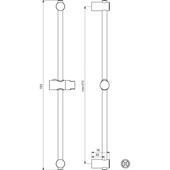 Drążek prysznicowy 109x76x723 mm - IDEALRAIN