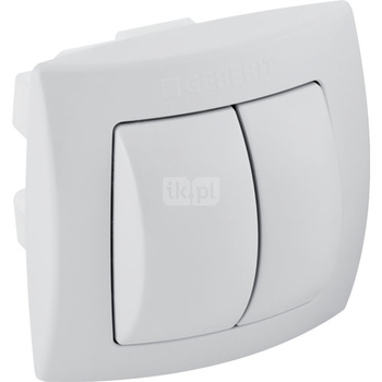 Przycisk ręczny Geberit do spłukiwania dwudzielnego, do systemu spłukiwania WC z pneumatycznym uruchamianiem spłukiwania: Biały-alpin, Materiał=Tworzywo sztuczne