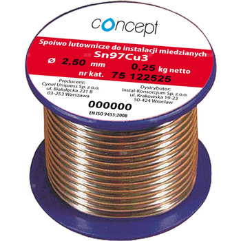 Drut lutowniczy (Sn97Cu3) Concept By CYNEL fi 2 mm, 250 g