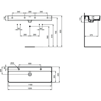 STRADA II UMYWALKA 120 CM 2-OTW.