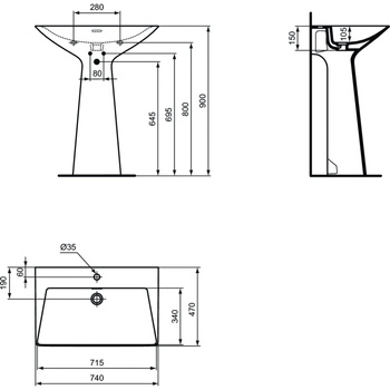 TIPO-Z Umywalka stojąca SILK BLACK 1TH