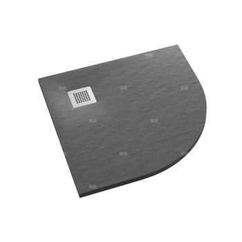 Brodzik kompozytowy Stabilsound Plus® Kalait Grey Stone 90x90x3,5 cm R55, półokrągły