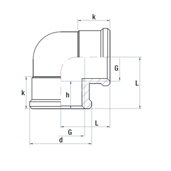 Kolano 90' RUMET mosiądz 1/2'' x 1/2'' (GW), 22 mm