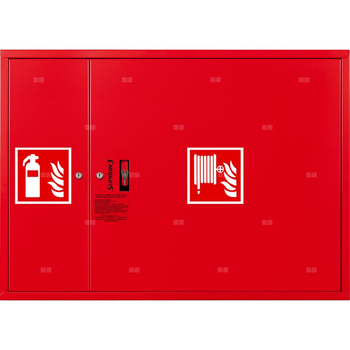 Hydrant DN 25 zawieszany z miejscem na gaśnicę obok zwijadła, wąż 20 m, zamek patent, RAL 3000