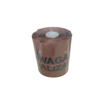 Taśma ostrzegawcza kolor brązowy Napis "UWAGA KANALIZACJA" QIK 100 m x 200 mm