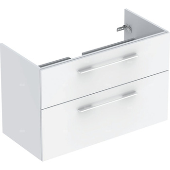 Szafka pod umywalkę meblową Geberit Selnova Square, slim, z dwoma szufladami: B=98.8cm, Szerokość umywalki=100cm, H=63.5cm, T=50.2cm, Biały / Lakierowany na wysoki połysk