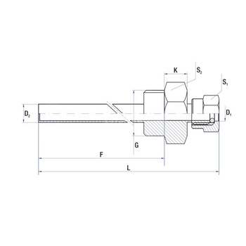 Tuleja zanurzeniowa RUMET z dławicą - toczona Mosiądz 1/2'' 6 mm L=50