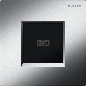 Elektroniczny zawór spłukujący Geberit do pisuaru, zasilanie bateryjne, Typ 20, chrom szczotk.-chrom bł., prostokątny