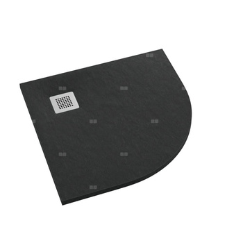 Brodzik kompozytowy Stabilsound Plus® Kalait Black Stone 90x90x3,5 cm R55, półokrągły