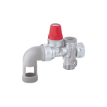 Hydrauliczna grupa bezpieczeństwa do zasobników c.w.u. z zaworem odcinającym i zaworem zwrotnym z możliwością nadzoru 3/4"