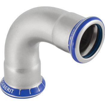 Kolano 90' GEBERIT Mapress Edelstahl FKM, stal nierdzewna / stal nierdzewna, 35 mm, DN 32 x 35 mm x DN 32 (mufa zaprasowywana x mufa zaprasowywana), (głębokość: 42 mm) z uszczelką