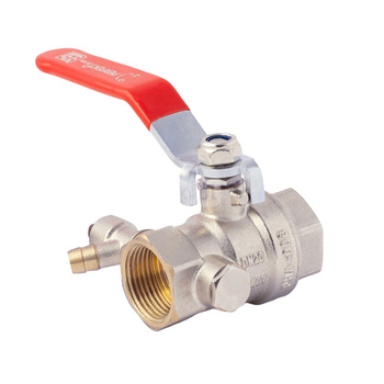 Zawór kulowy PERFEXIM PHA-008 mosiądz niklowany, PN30 1'' GW z zaworem spustowym, uchwyt: dźwignia