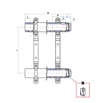 Rozdzielacz ogrzewania RUMET EKO45A 4 obwodowy