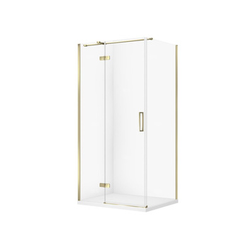 SET C563 KABINA CITY LEWA ZŁOTA 100X80X195+TAKO SLIM BIAŁY MAT WIR