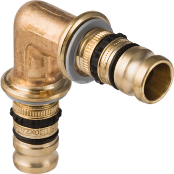 Kolano 90' GEBERIT Mepla, mosiądz, 16 mm, DN 12 x 16 mm x DN 12 (końcówka wciskowa x końcówka wciskowa)