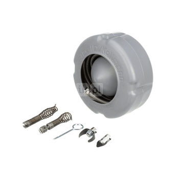 Zestaw sprężyny do czyszczenia odpływów 3/8" (10 mm) x 35' (10,7 m) ze złączem męskim, model C-6 z bębnem wewnętrznym, drążkiem reakcyjnym i zestawem narzędzi T-250