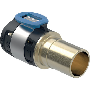 Złączka przejściowa  GEBERIT FlowFit / Mapress, brąz bezołowiowy, 16 mm x 15 mm (łącznik zaprasowywany x końcówka wsuwana)