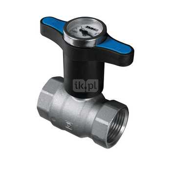 Zawór kulowy HERZ MODUL mosiądz niklowany, PN25 DN 50 GW z termometrem, uchwyt: motylek