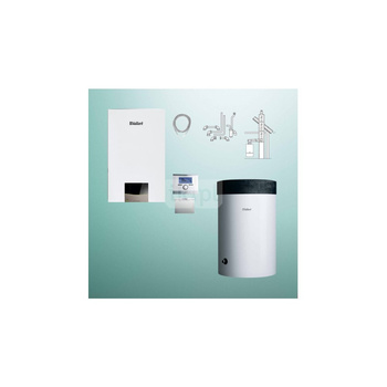 Pakiet - Kocioł gazowy jednofunkcyjny VAILLANT ecoTEC exclusive VC 20CS/1-7 kondensacyjny wiszący 2.8 - 21 kW + RegulatorsensoCOMFORT 720 + Zestaw powietrzno-spalinowy szachtowy + Zasobnik c.w.uVIH R 120/6 M