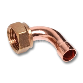 Łuk 90' SANHA 5002G dwuczęściowy, miedź, 15 mm x 1/2'' (lut wewnętrzny x nz)