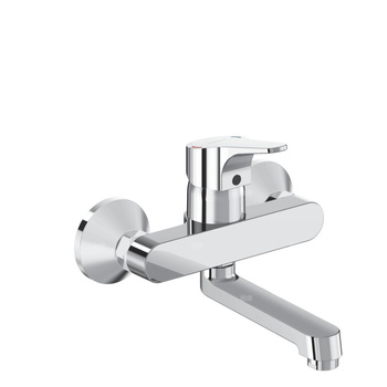 Bateria umywalkowa ścienna 193x164 mm, wylewka 174 mm 13 l/min (3 bary), bez korka spustowego - VIDIMA NEXT/SEVA NEXT