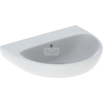 Umywalka GEBERIT Selnova owalna, biała, 600mm, bez otworu na baterię, z odpływem przelewowym, półka od ściany