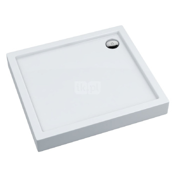 Brodzik akrylowy zintegrowany z nośnikiem Stabilsound Plus® oraz obudową akrylową przeciągniętą do podłogi Competia 70x80x14 cm, prostokątny z odpływem w narożniku