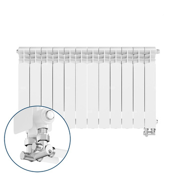 Grzejnik G500F/D/12 prawy z zespołem przyłączeniowym kątowym
