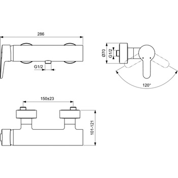 CONNECT BLUE BATERIA NATRYSKOWA ŚCIENNA