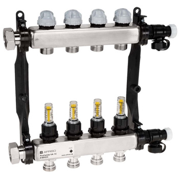 Rozdzielacz do ogrzewania podłogowego AFRISO ProCalida VA 1C 4-obieg. stal nierdzewna GZ 1'' x euroconus 3/4''